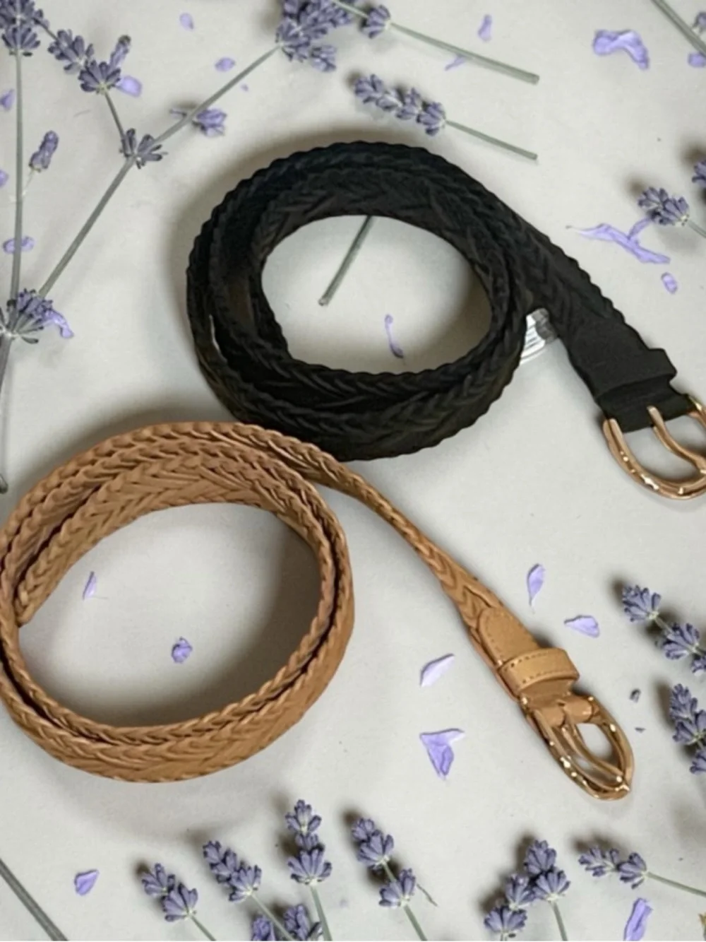 J. Crew Woven Italian Leather Belt Duo in Black and Tan - Picture 1 of 2